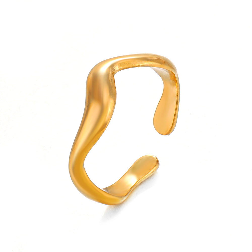 Wholesale Stainless Steel Irregular Shaped Adjustable Gold Plated Ring